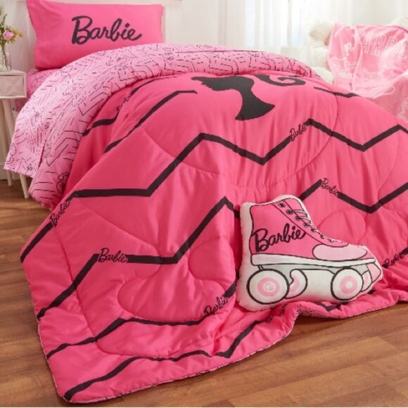 Barbie Pink Roller Skate Kids Bedding Decorative Pillow - Picture 8 of 9